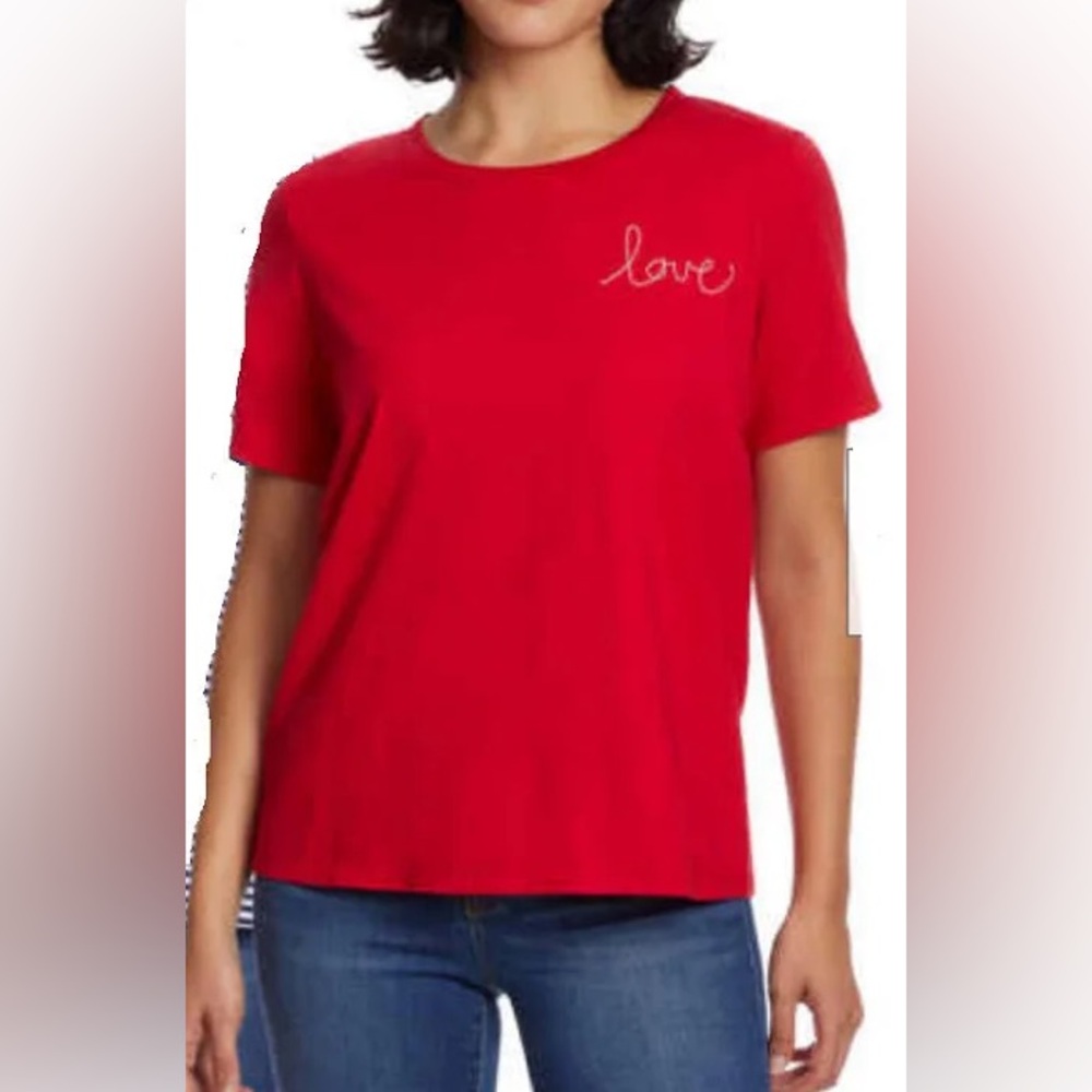 Ella Moss Womens Flattering Fit Ultra Soft tee Red LOVE , X-Large